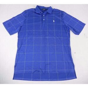 RALPH LAUREN shirt men's size LARGE blue short sleeve polo golf top (r19)